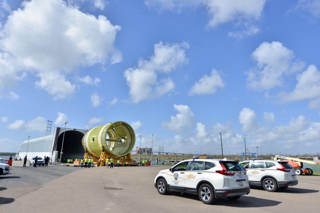 NASA image: Michoud Protective Services escorts Intertank STA to Pegasus.